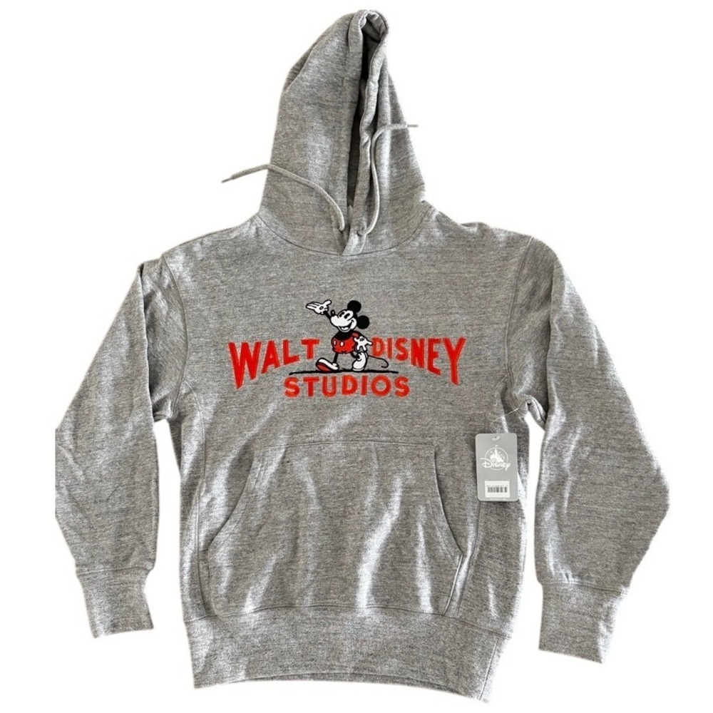 Disney‎ 100 Walt Disney Studios Size XS Embroidered Mickey Mouse Gray Hoodie NWT